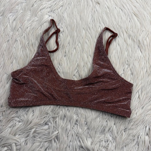 Free People Other - Free People Beach Women's S Brown Lurex Glitter Farrah Crop Bikini Top